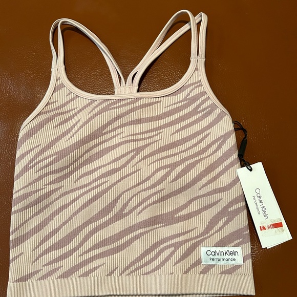 Calvin Klein Performance Textured Zebra Print Cropped Top - Picture 3 of 4